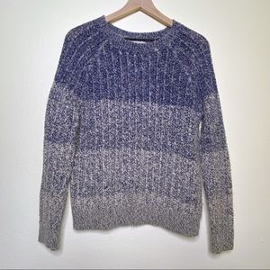 Lucky Brand Sweater - Blue Ombré Striped Pullover Sweater Medium